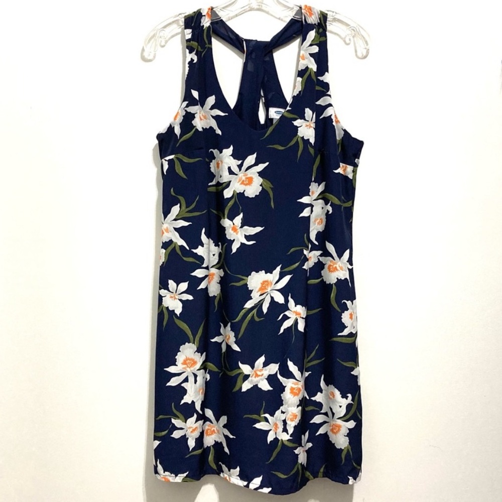 Old Navy Sleeveless Dark Floral Summer Navy Dress